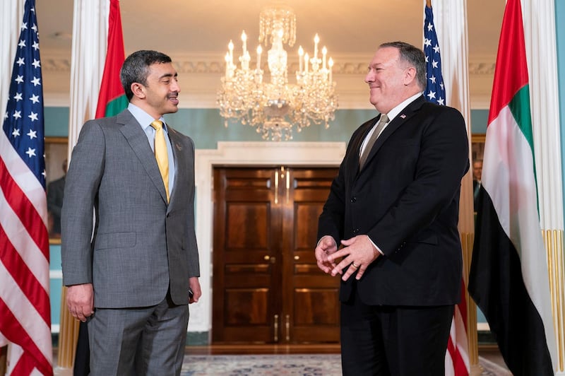 WASHINGTON, DC, 17th September, 2020 (WAM) -- Concluding his visit to Washington, DC, for the historic signing of the UAE-Israel Peace Accord, H.H. Sheikh Abdullah bin Zayed Al Nahyan, Minister of Foreign Affairs and International Cooperation, met with US Secretary of State Mike Pompeo and senior Members of Congress. Wam