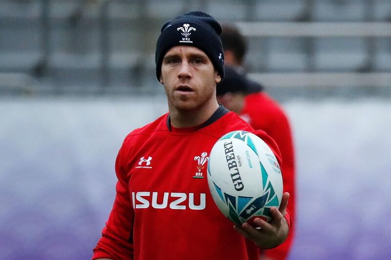 Wales' scrum-half Gareth Davies takes part in a training session at Prince Chichibu Memorial Rugby Ground in Tokyo ahead of their Japan 2019 Rugby World Cup semi-final against South Africa. AFP