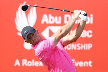 ABU DHABI, UNITED ARAB EMIRATES - JANUARY 21: Rory McIlroy of Northern Ireland tees off on the 6th hole during Day One of the Abu Dhabi HSBC Championship at Abu Dhabi Golf Club on January 21, 2021 in Abu Dhabi, United Arab Emirates. (Photo by Warren Little/Getty Images)