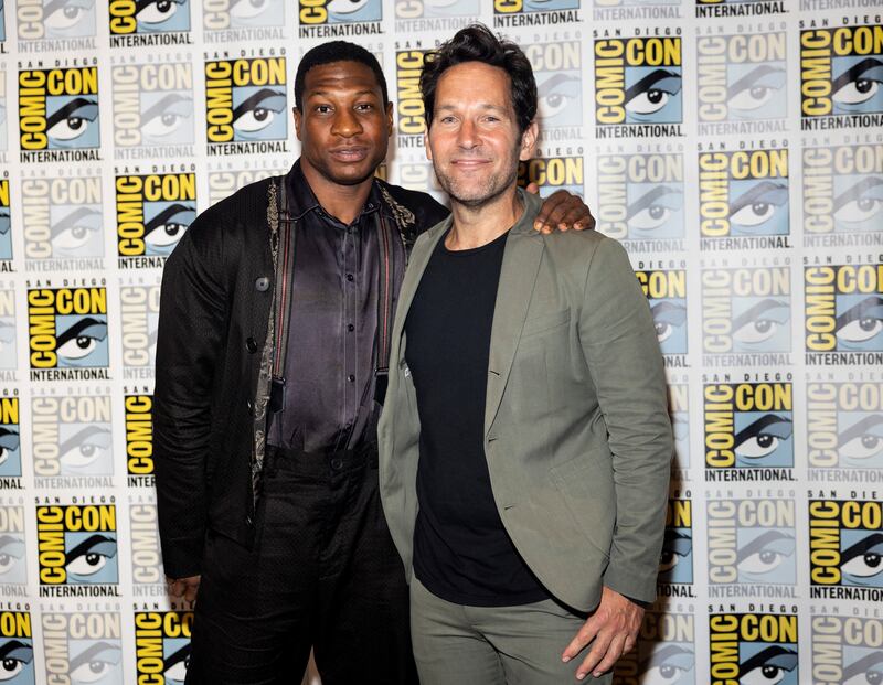 Jonathan Majors and Paul Rudd at the Marvel Cinematic Universe mega panel during the 2022 Comic-Con International. Reuters