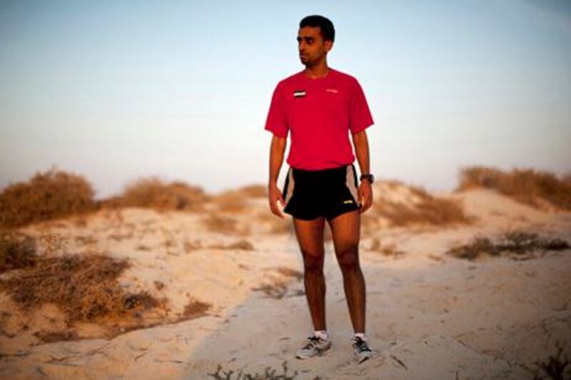 Olympic hopeful Fahad bin Braik trains in Dubai on January 3, 2012. Braik is a 10,000 meter runner who is training to qualify for the the upcoming summer games in London and has been in Kenya training with some of the best runners in the world. He is trying to get time off work so that he can return to Kenya to continue the nessesary training to obtain the 28 minute time he requires to qualify. Christopher Pike / The National

For story by: 97213
Job ID: Osman