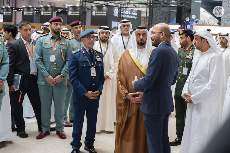 Sheikh Saif bin Zayed, Deputy Prime Minister and Minister of Interior, opened the Unmanned Systems Exhibition and Conference (Umex) and Simulation and Training Exhibition (Simtex) in Abu Dhabi on Tuesday. Photo: Abu Dhabi Media Office