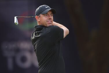 DUBAI, UNITED ARAB EMIRATES - NOVEMBER 14: Rory McIlroy of Northern Ireland tees off on the fifth hole during the Pro-Am prior to the DP World Tour Championship on the Earth Course at Jumeirah Golf Estates on November 14, 2023 in Dubai, United Arab Emirates. (Photo by Andrew Redington / Getty Images)
