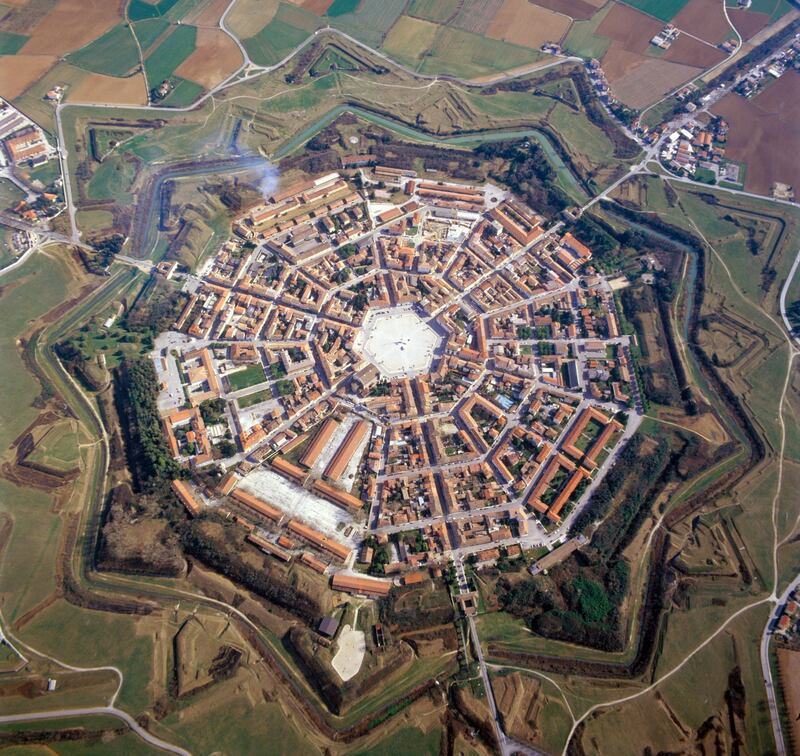 Venetian Works of Defence between the 16th and 17th Centuries: Croatia, Italy, Montenegro. This handout photo made available by the Comune di Palmanova shows an aerial view of Palmanova, northern Italy. The Venetian Works of Defence consists of 15 components of defence works, spanning more than 1,000 kilometres between the Lombard region of Italy and the eastern Adriatic Coast. EPA / Comune Di Palmanova Handout