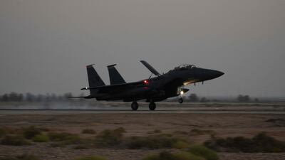 A US Air Force F-15E Strike Eagle. Could the fighter jet feature in President Biden's retaliation plans? AFP