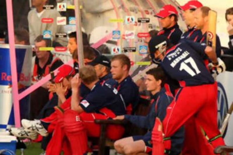 The Lancashire team during the Twenty20 Cup Quarter Final against Middlesex at the Oval.