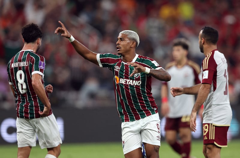 Fluminense's John Kennedy celebrates scoring their second goal. Reuters