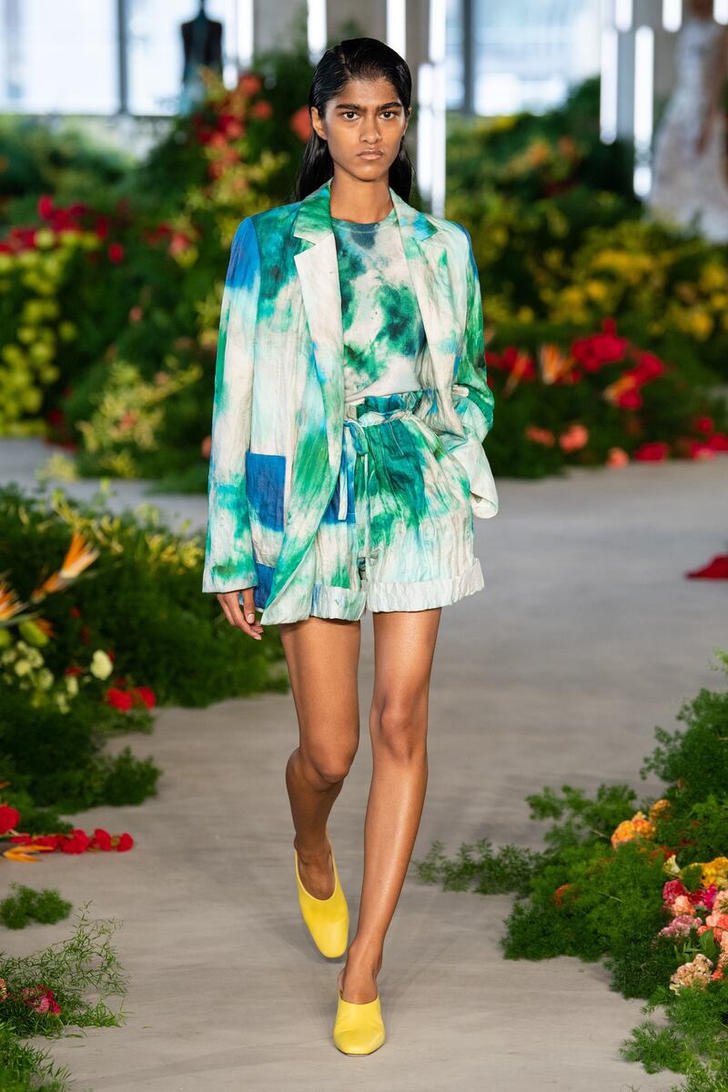 Hand-dyed fabric becomes chic citywear at Jason Wu. Photo: Jason Wu