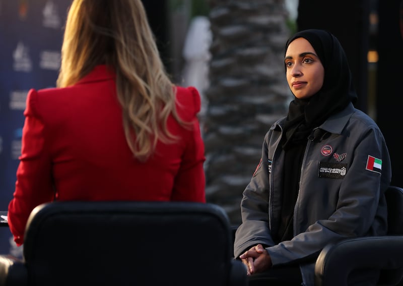 Dubai, United Arab Emirates - Reporter: Sarwat Nasir. News. Mars Mission. Engineer Hessa Al Matroushi attends an event at Burj Park to celebrate the Hope probe going into orbit around Mars. Tuesday, February 9th, 2021. Dubai. Chris Whiteoak / The National