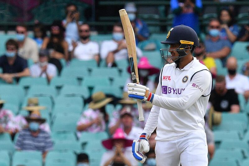 India's Shubman Gill celebrates his half-century. AFP