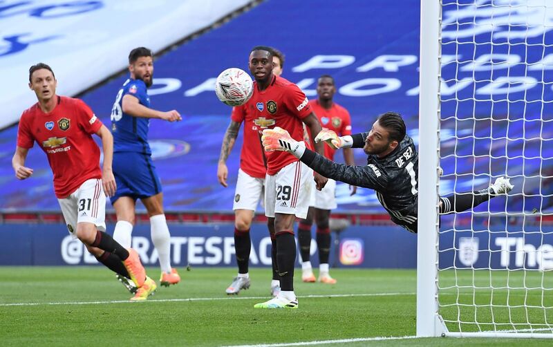 Manchester United's goalkeeper David de Gea makes a save. AP