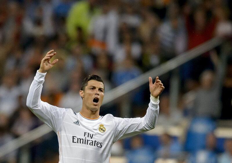 Cristiano Ronaldo reacts during Real Madrid's 2-2 draw with Valencia on Sunday. Dani Pozo / AFP / May 4, 2014 