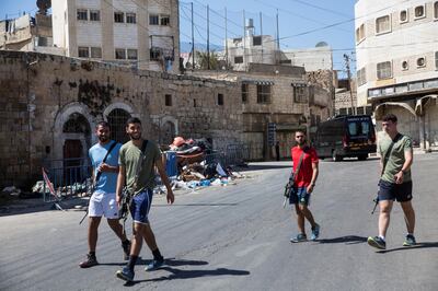 Israeli soldiers on a field trip to the divided West Bank city of Hebron on September 27,2018. Photo by Heidi Levine for The National).