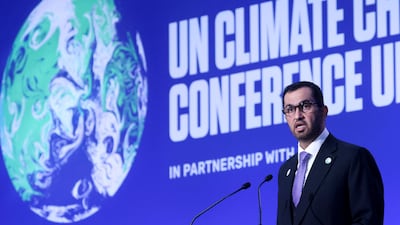 Dr Sultan Al Jaber, Masdar’s chairman, at the UN Climate Change Conference (Cop26), in Glasgow, Scotland last November. Reuters