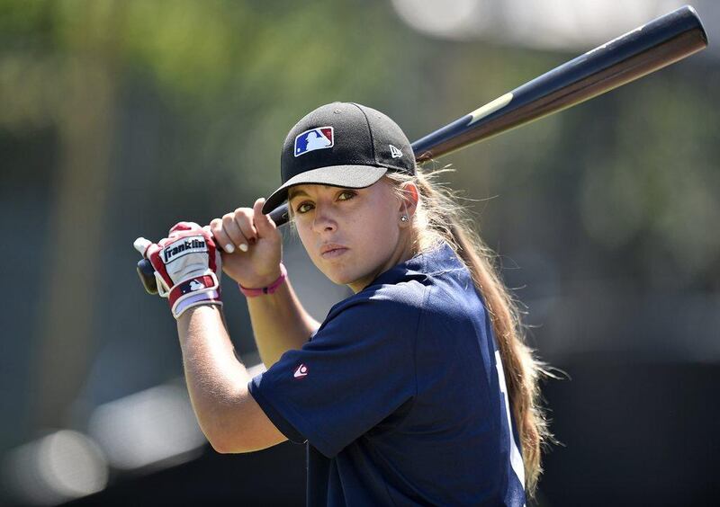 Melissa Mayeux poses at a baseball camp in Paderborn, Germany last week. Martin Meissner / AP