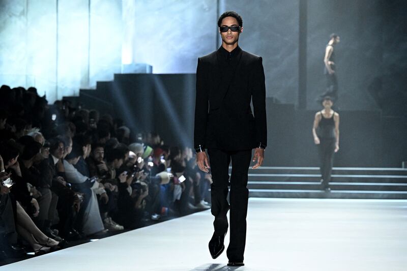 Sharp tailoring featured at Dolce & Gabbana's autumn/winter 2023-2024 men's fashion show at Milan Fashion Week. AFP