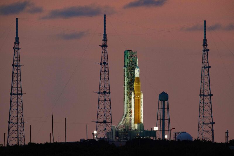 The Artemis I unmanned lunar rocket was due to be rolled back into its hangar as Florida braced for Hurricane Ian. AFP