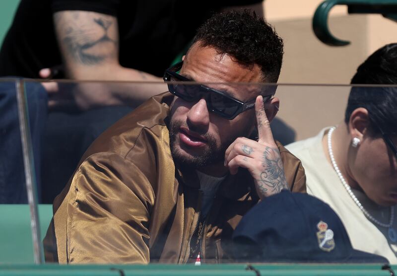 Neymar at the Monte Carlo Masters on Monday. Getty