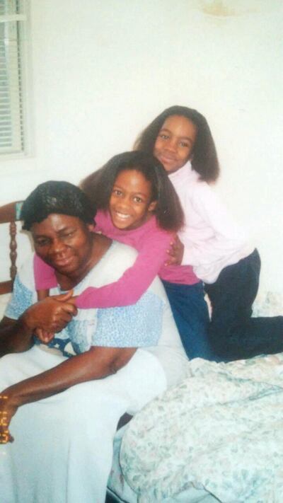 Yvonne Tagoe's mother, Edna Chapman, left, when she was in her late sixties, with Yvonne's daughters, Vanessa and Nadia Hayford. Courtesy Yvonne Tagoe