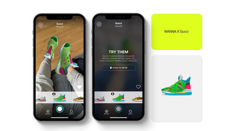 Gucci has launched virtual and augmented reality sneakers as NFTs. Photo: Gucci