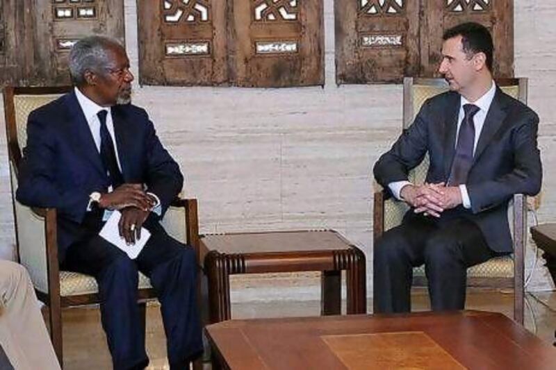 Kofi Annan, the UN-Arab League special envoy to Syria, meets with President Bashar Al Assad in Damascus.