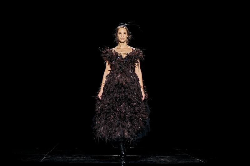 Christy Turlington Burns walks the runway in Marc Jacobs collection during Fashion Week in New York, Wednesday, Feb. 13, 2019. (AP Photo/Andres Kudacki)