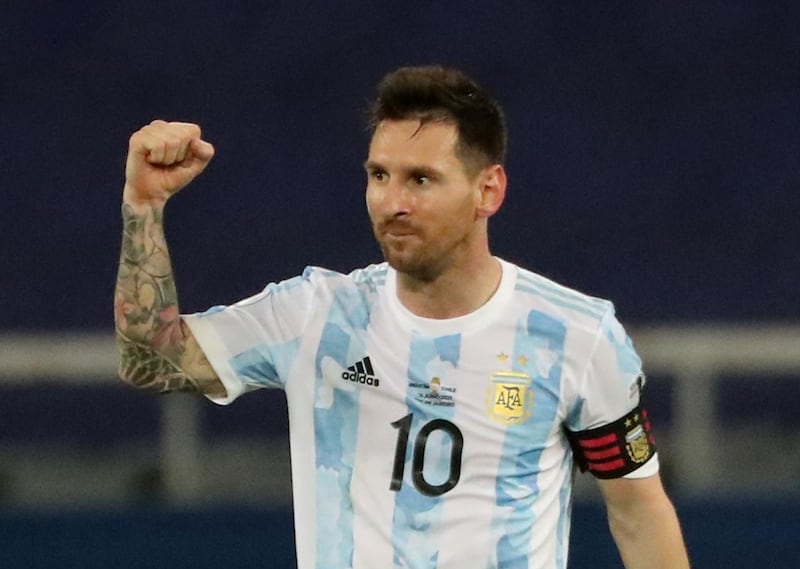 Argentina's Lionel Messi celebrates. Reuters