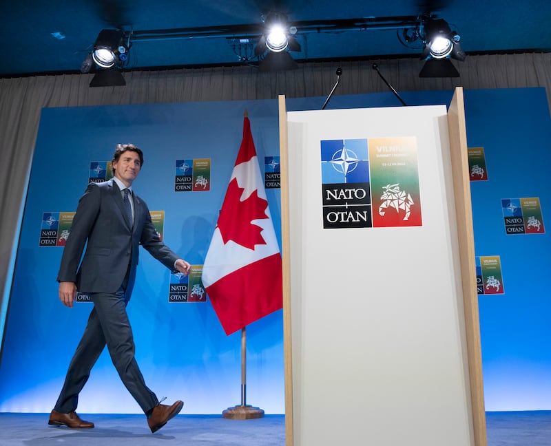 Canadian Prime Minister Justin Trudeau during a closing news conference. AP