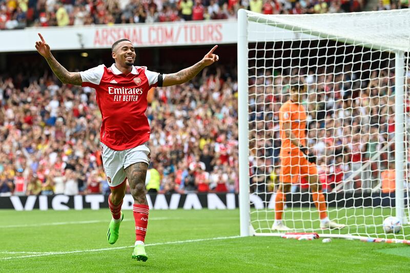 Gabriel Jesus celebrates the third. AFP