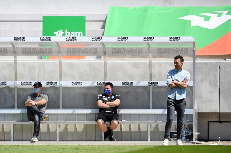 Head coach Christian Eichner of Karlsruhe stands at the sideline during the German Bundesliga second division soccer match between Karlsruher SC and SV Darmstadt 98 at Wildparkstadion in Karlsruhe, Germany.  EPA