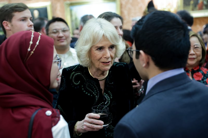  Queen Consort Camilla chats with reception guests. PA