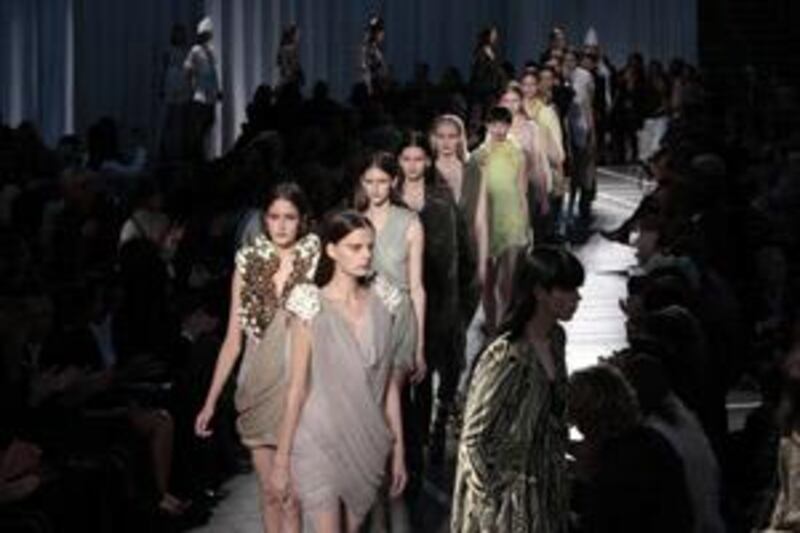 The designer Riccardo Tisci's collection for Givenchy featured soft chiffon and pretty pastel minis.