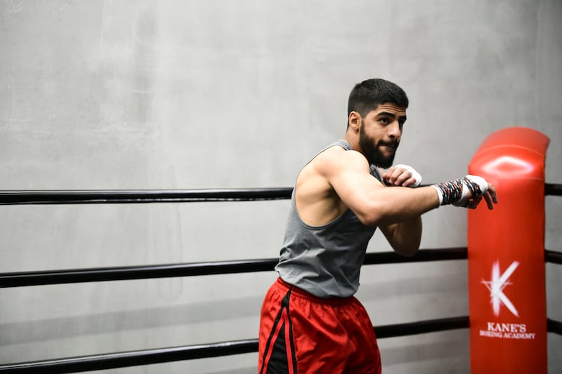 Emirati boxer Majid Al Naqbi trains at Kane's Boxing Academy in Abu Dhabi. All images by Khushnum Bhandari / The National
