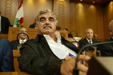 Rafik Hariri, architect of Lebanon's post war reconstruction, at a parliamentary session in Beirut, on September 3, 2004. AFP