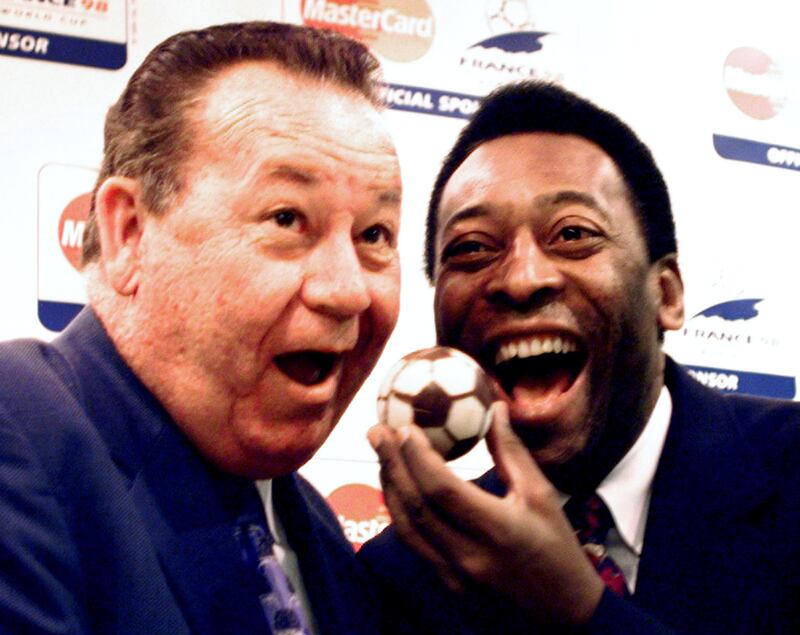 1958 World Cup legends Pele and Just Fontaine on the 40th anniversary of the tournament in Sweden in 1998. Reuters
