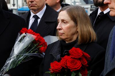 US ambassador to Russia Lynne Tracy arrives for the funeral of Russian opposition politician Alexei Navalny in Moscow. Reuters 