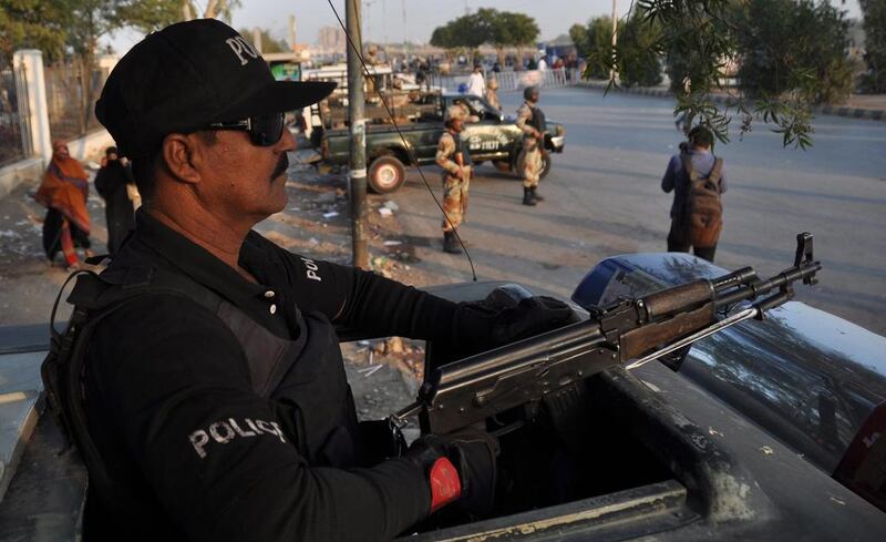 A Pakistani policeman in Karachi on January 30. EPA