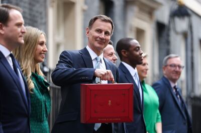 UK Chancellor Jeremy Hunt leaves 11 Downing Street to present his budget to parliament in March. Bloomberg