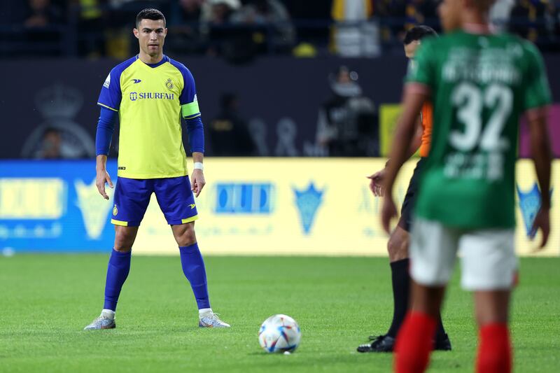 Cristiano Ronaldo of Al Nassr during the game against Al Ittifaq. Getty
