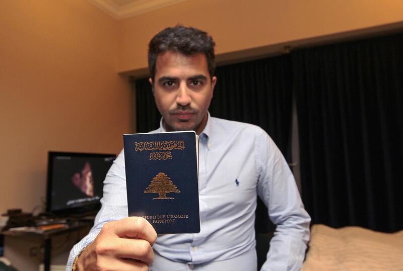 Fadi Saade, 30, a Lebanese resident of Dubai, says “This passport power index ranking is the reason why most Lebanese have secondary passports."  Jeffrey E Biteng / The National