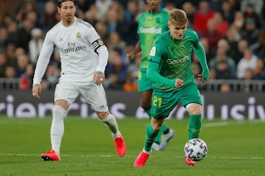 Real Sociedad's Martin Odegaard during the Copa del Rey quarter-final against Real Madrid. Reuters