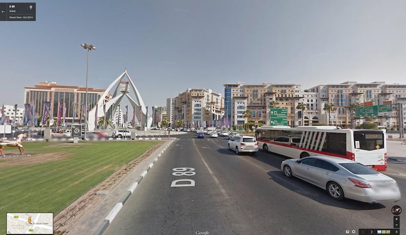 The Clock Tower roundabout in Dubai. Courtesy Google