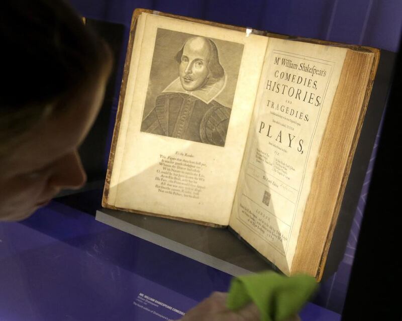 A 17th century edition contaning plays attributed to William Shakespeare at "Shakespeare Unauthorized" exhibition at Boston Public Library. Steven Senne / AP Photo