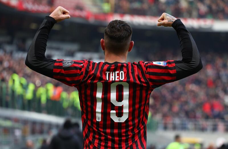 Theo Hernandez celebrates scoring AC Milan's second goal. Getty Images