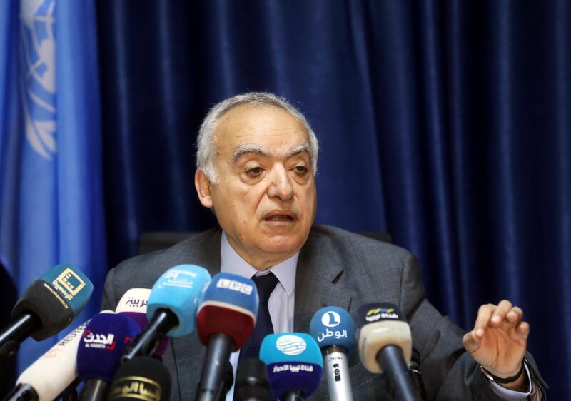 The UN Envoy for Libya, Ghassan Salame, speaks during a press conference in Tripoli. Reuters