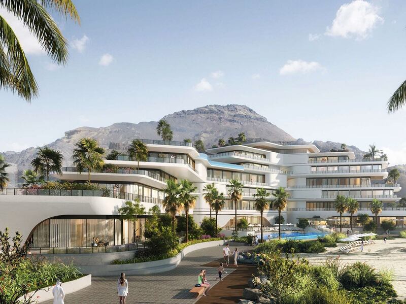 A rendering of a luxury hotel to be built in Khor Fakkan