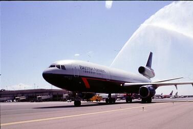 A British Airways plane touches down in Phoenix in the US in 1996 with its Landor livery. Courtesy British Airways