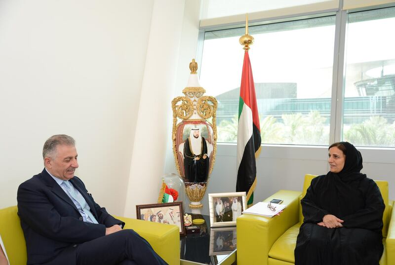 Sheikha Lubna bint Khalid Al Qasimi, Minister of State for Tolerance, met with Jean Paul Laborde, Assistant Secretary-General and Executive Director of the United Nations Counter-Terrorism Executive Directorate, CTED, in her office at Zayed University in Abu Dhabi, on Sunday. They discussed the importance of media, civil society, and academic institutions in strengthening tolerance and co-existence and combatting extremist ideas. Wam