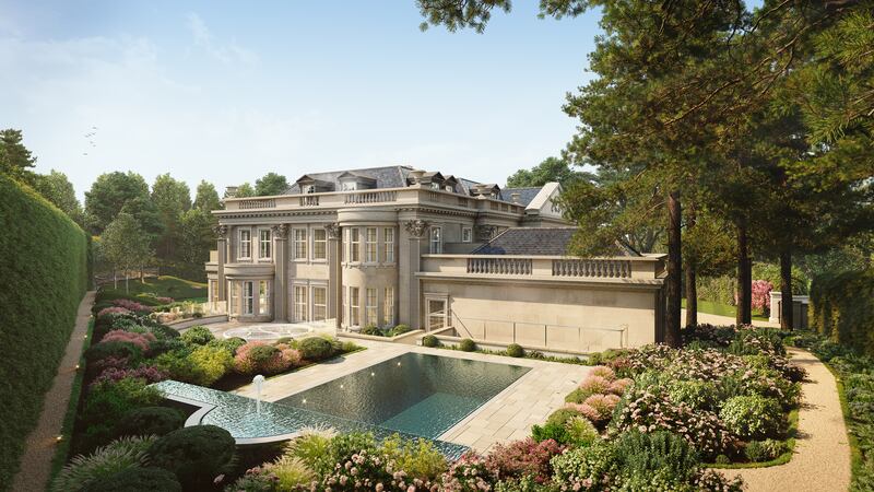 A swimming pool in the garden of Hampton Hall.