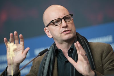 US director Steven Soderbergh speaks during a press conference for the film "Unsane" presented in competition during the 68th edition of the Berlinale film festival in Berlin on February 21, 2018. / AFP PHOTO / Stefanie LOOS